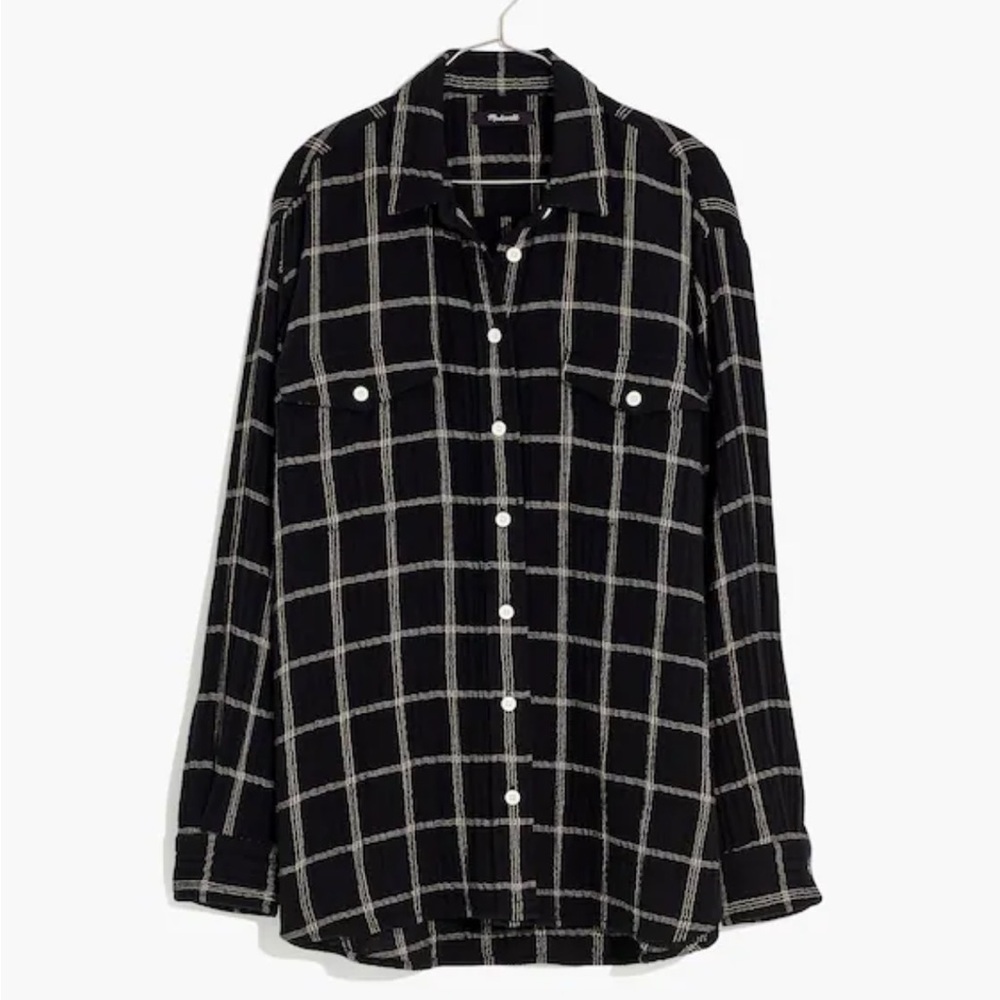 Madewell Oversized Ex-Boyfriend Shirt Black XS EUC